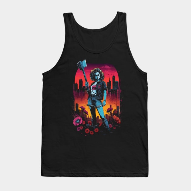 Final Girl Vintage Flower Horror Tank Top by Nerdlight Shop